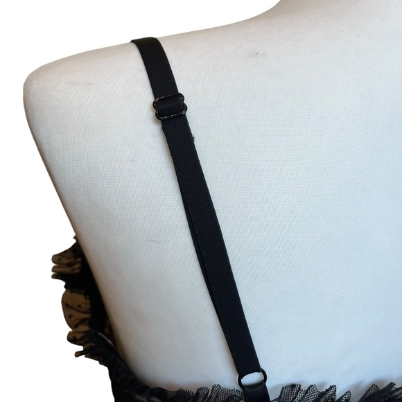 Lily White Bustier Size Large Black Mesh Swiss Dot NWT Whimsigoth Cropped Cami - Picture 6 of 9